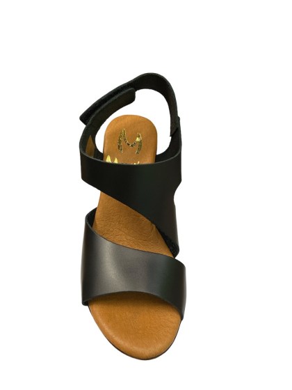 Marila 24004-29 Γυναικεία Δερμάτινα Μαύρα Πέδιλα 